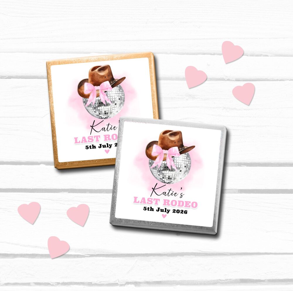 Cowgirl Disco Personalised Hen Party Chocolates x10