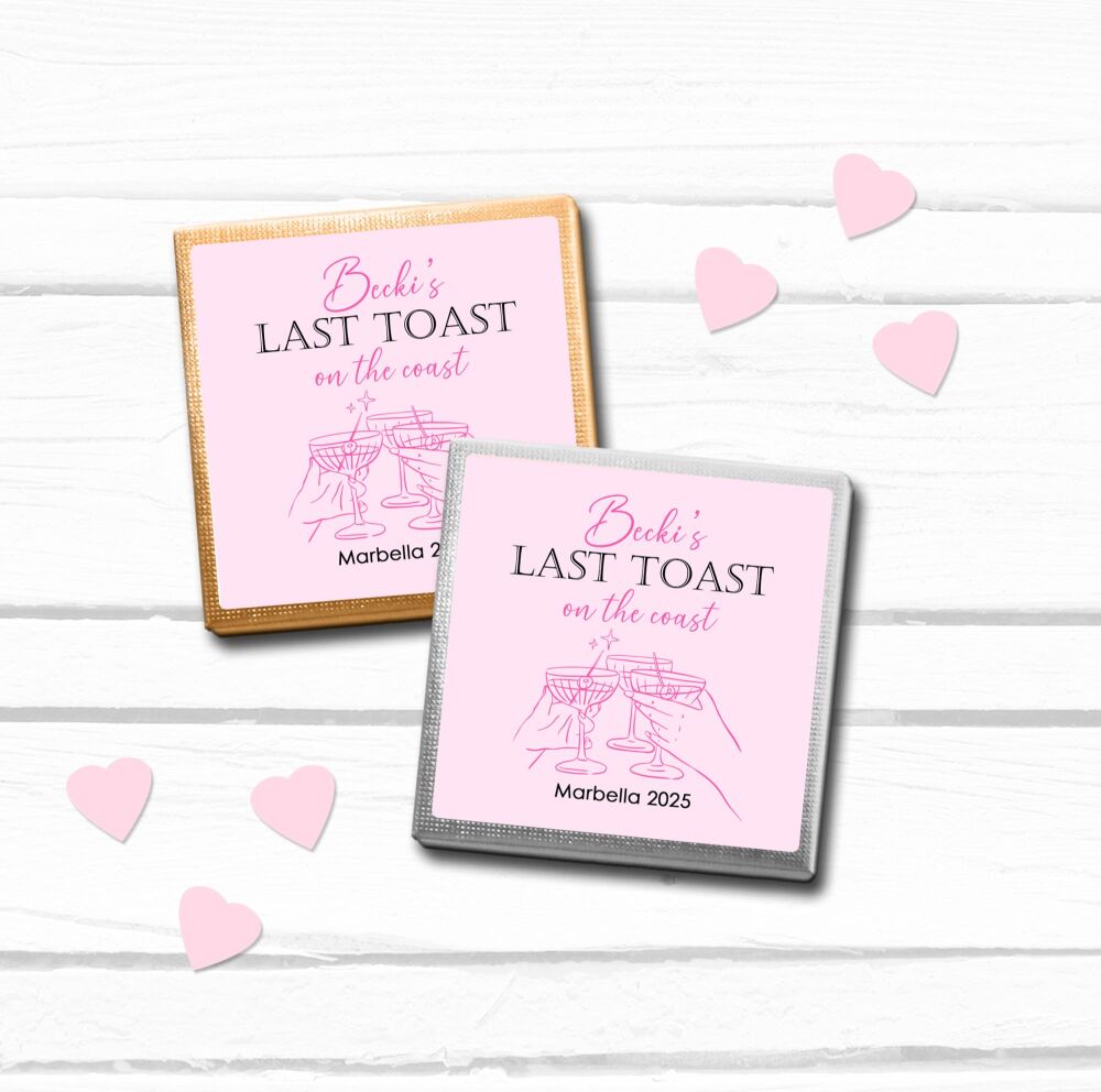 Pink Last Toast on the Coast Hen Party Chocolates x10