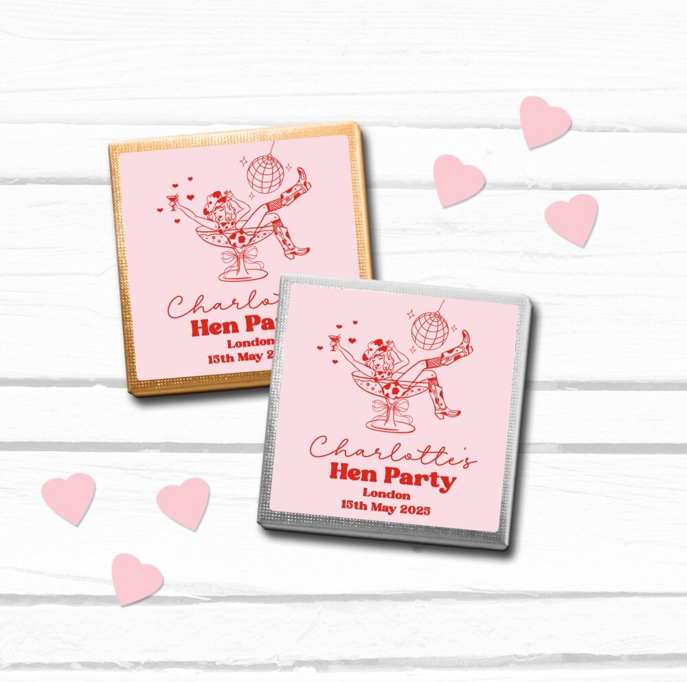 Last Rodeo Cowgirl Glass Personalised Hen Party Chocolates x10