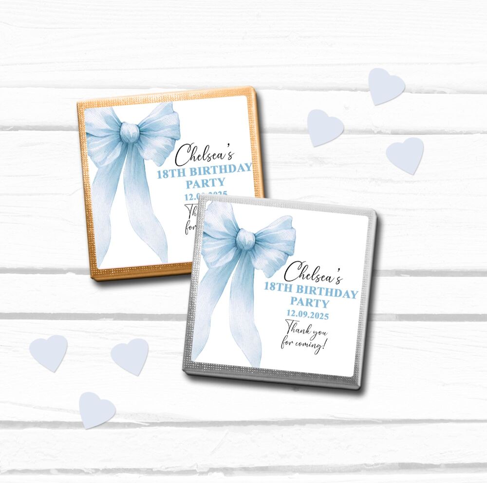 Blue Bow Birthday Personalised Chocolates x10