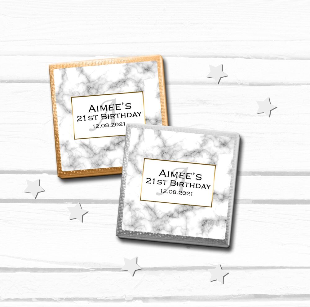 Marble Print Birthday Personalised Chocolates x10