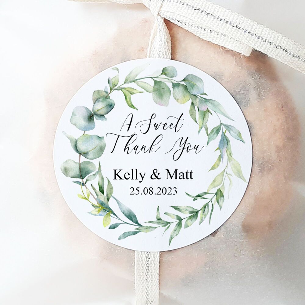 Personalised Wedding Stickers Eucalyptus Wreath