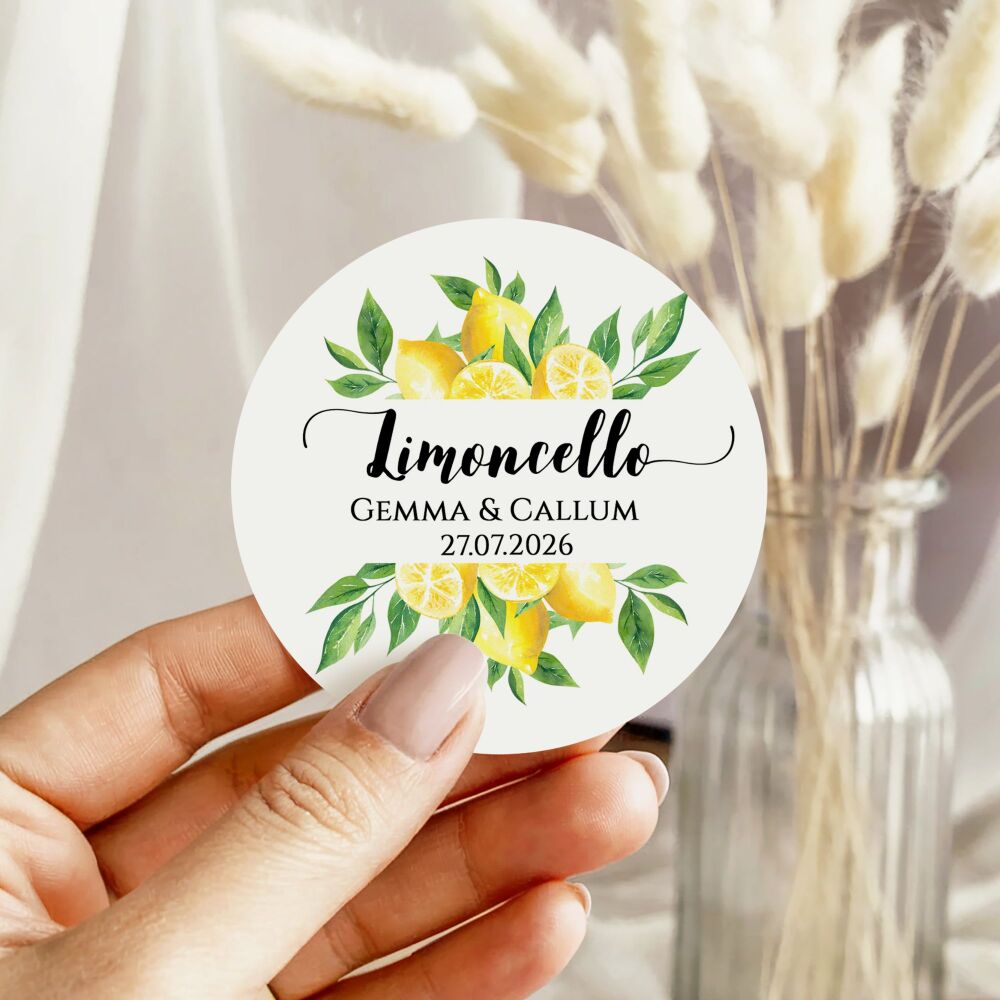 Limoncello Wedding Stickers Personalised Lemons Borders A4 Sheet x1
