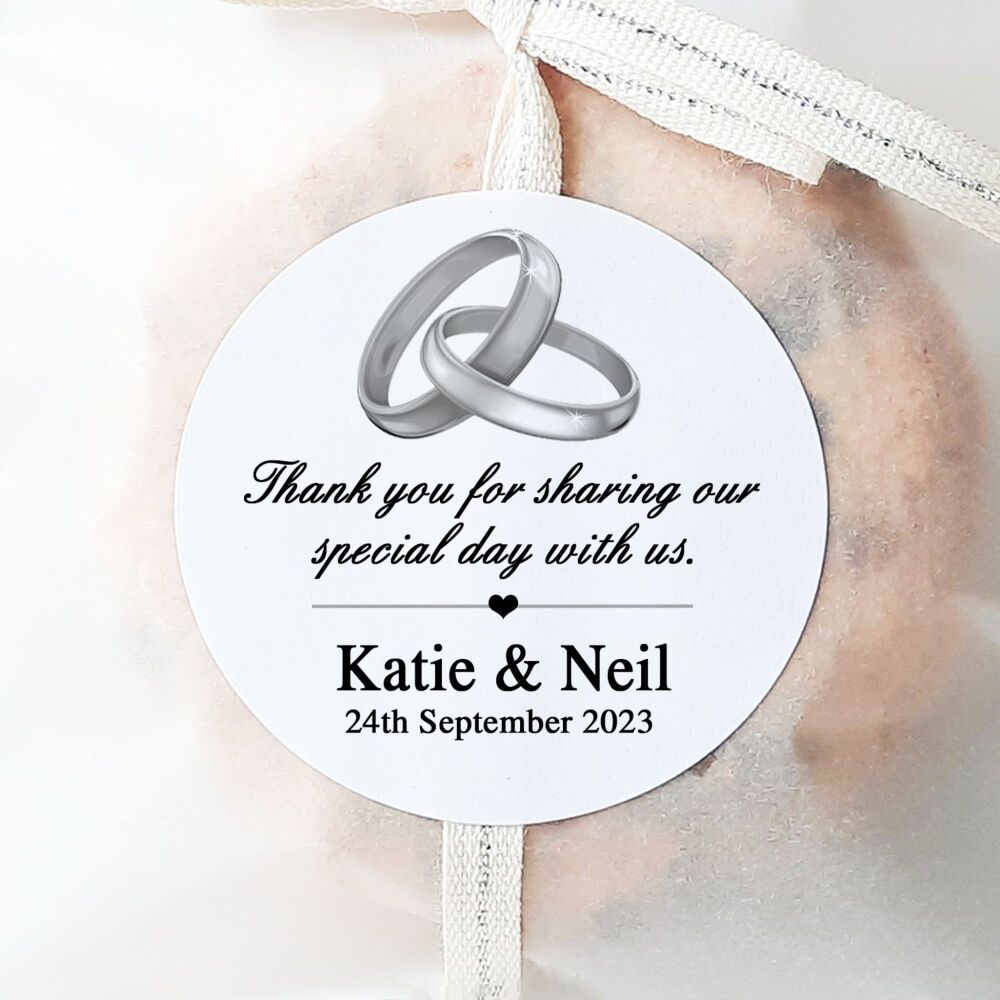 Personalised Wedding Stickers Silver Or Gold Rings