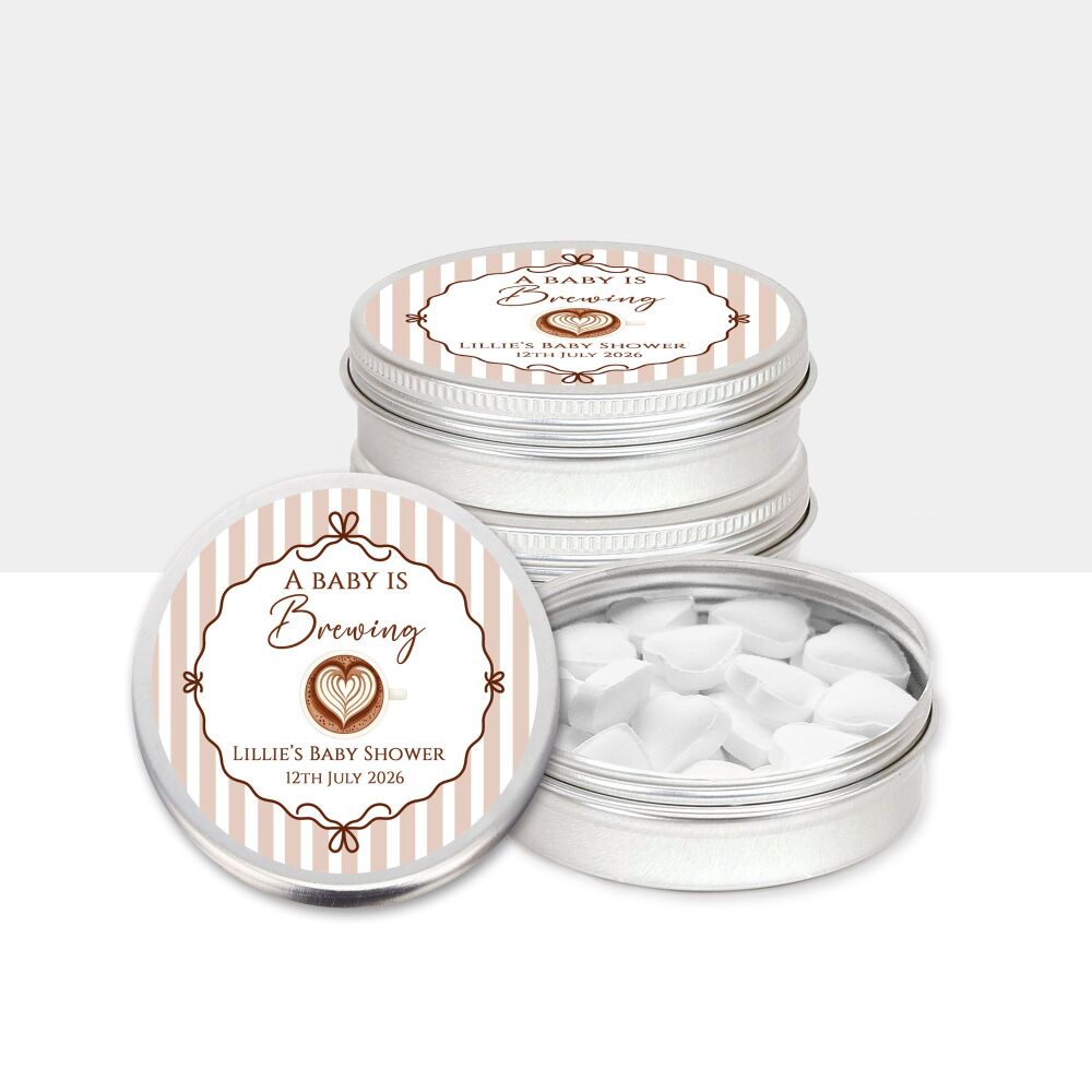A Baby is Brewing Baby Shower Party Favours Tins x1