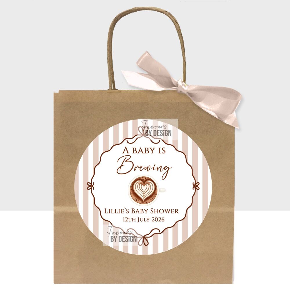 A Baby Is Brewing Personalised Baby Shower Party Bags x1