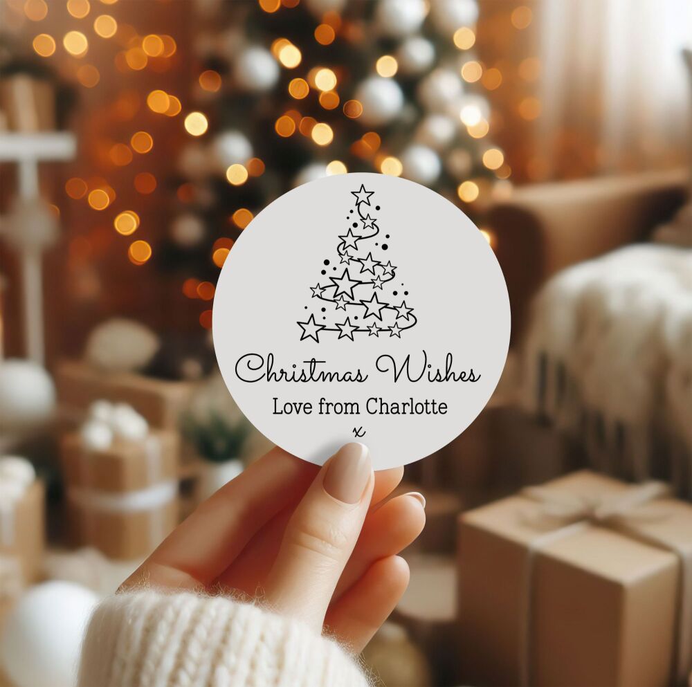 Christmas Wishes Tree Personalised Stickers