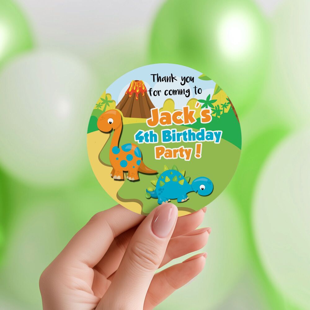 Dinosaurs Birthday Party Personalised Stickers