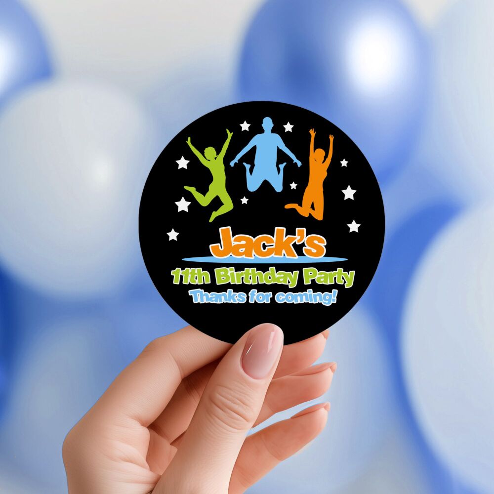Jump Trampolining Party Stickers Personalised Labels