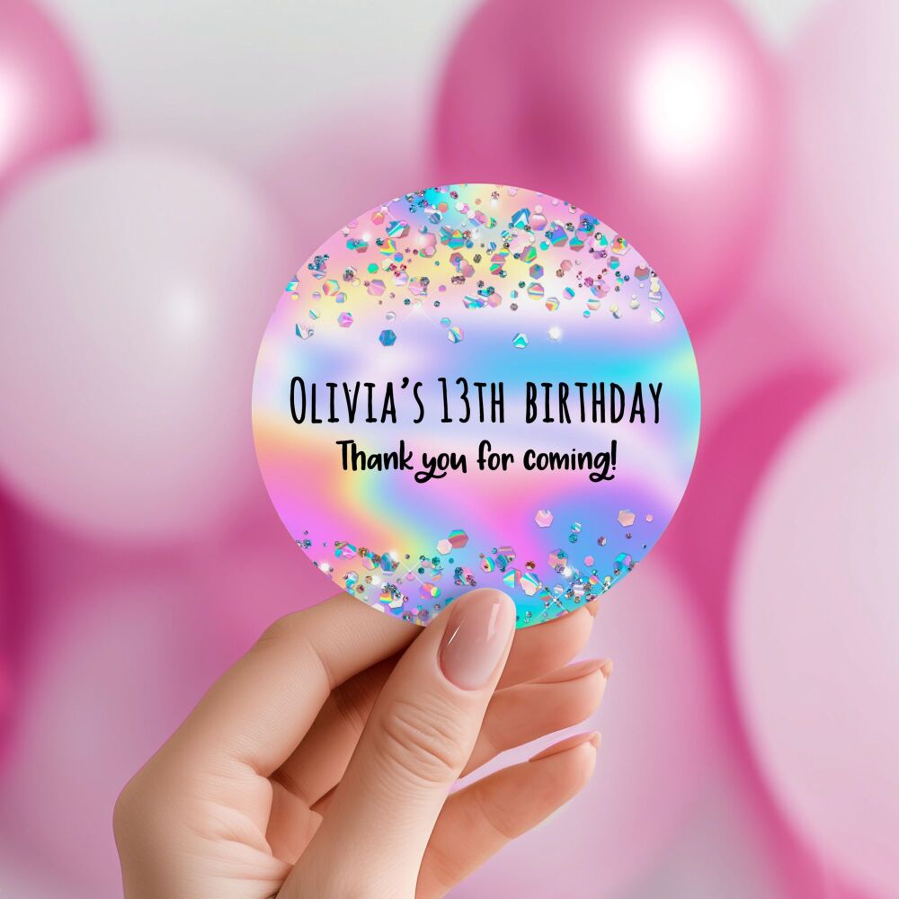 Personalised Stickers Birthday Party Bag Labels Confetti