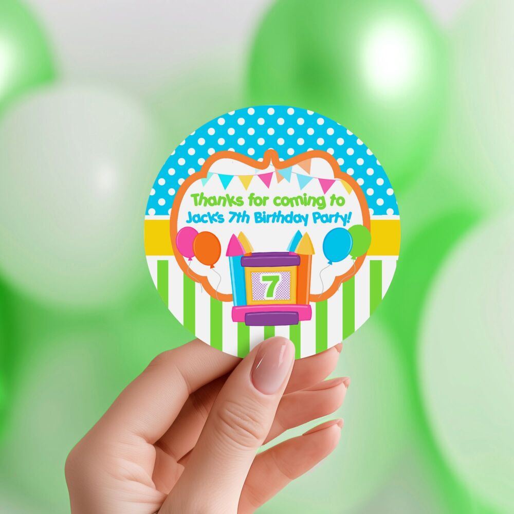 Personalised Stickers Birthday Party Bag Labels Bouncy Castle Party