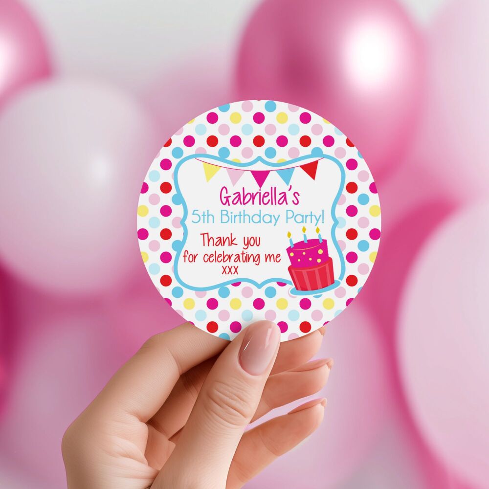 Personalised Stickers Birthday Polka Dots Cake And Bunting