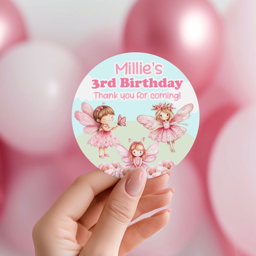 Fairy Birthday Party Personalised Stickers
