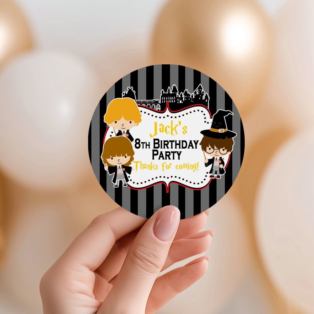 Wizards School Birthday Party Personalised Stickers