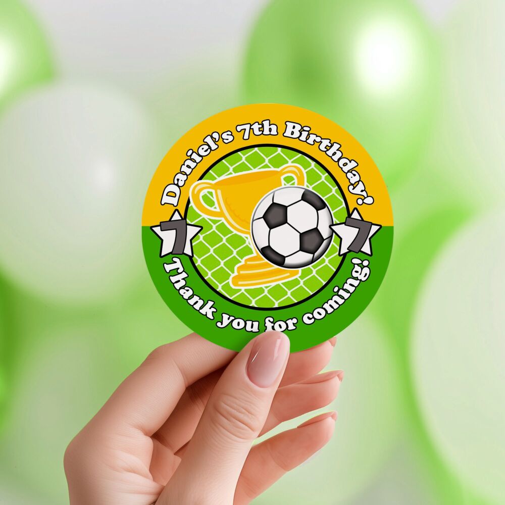 Football Party Stickers Personalised Birthday Party Bag Labels
