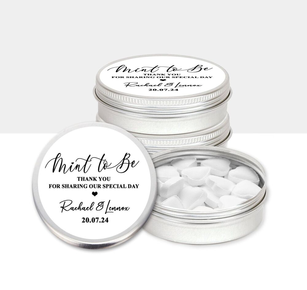 Mint to Be Personalised Wedding Favours Heart Mints Tins x1