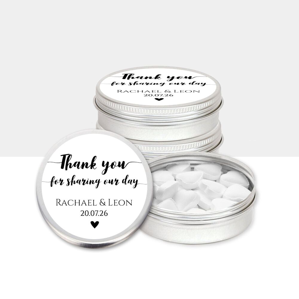 Personalised Wedding Favours Mint Tins Lilac Flowers x1
