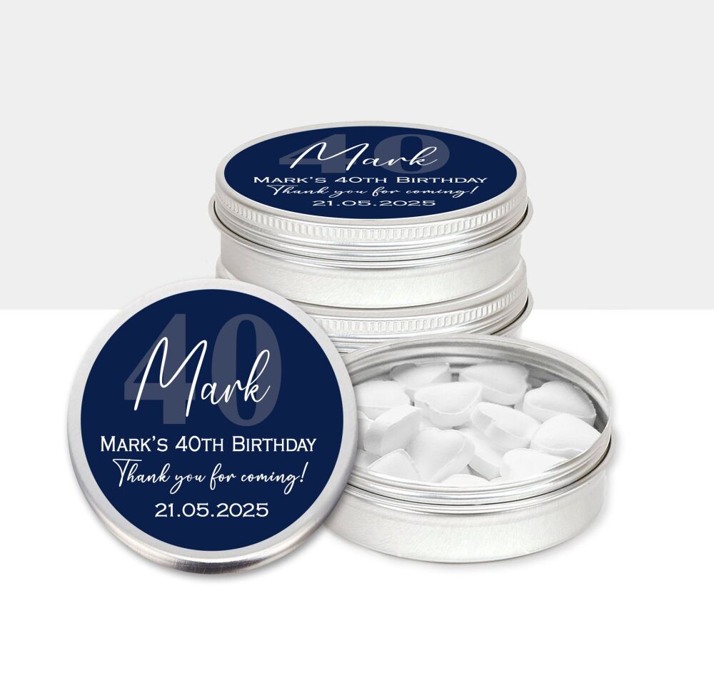 Birthday Party Favours Tins Any Age Any Colour x1
