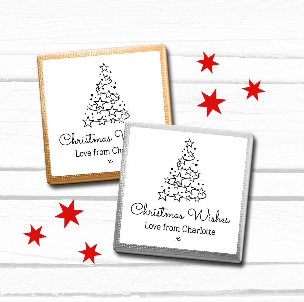 Personalised Christmas Chocolates Star Tree x10
