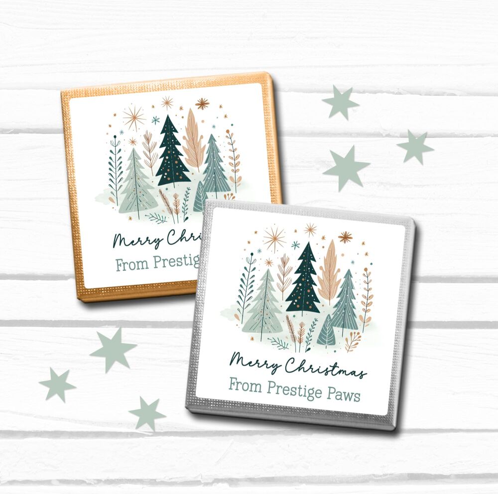 Personalised Christmas Chocolates Boho Trees x10