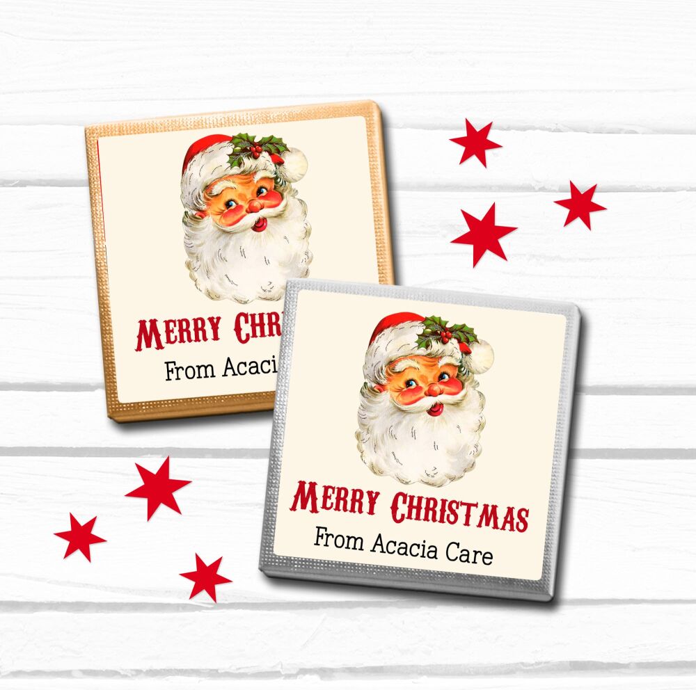 Personalised Christmas Chocolates Vintage Santa Face x10