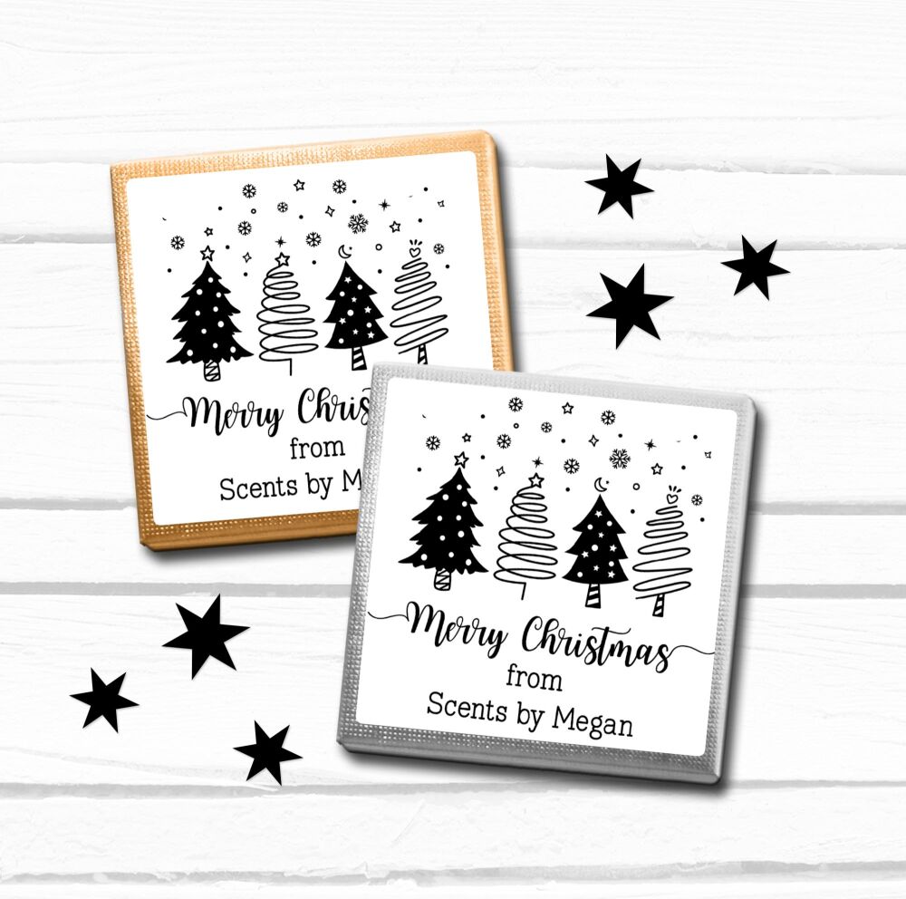 Personalised Christmas Chocolates Doodle Trees x10