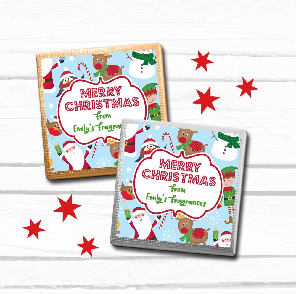 Personalised Christmas Chocolates Santa Friends x10