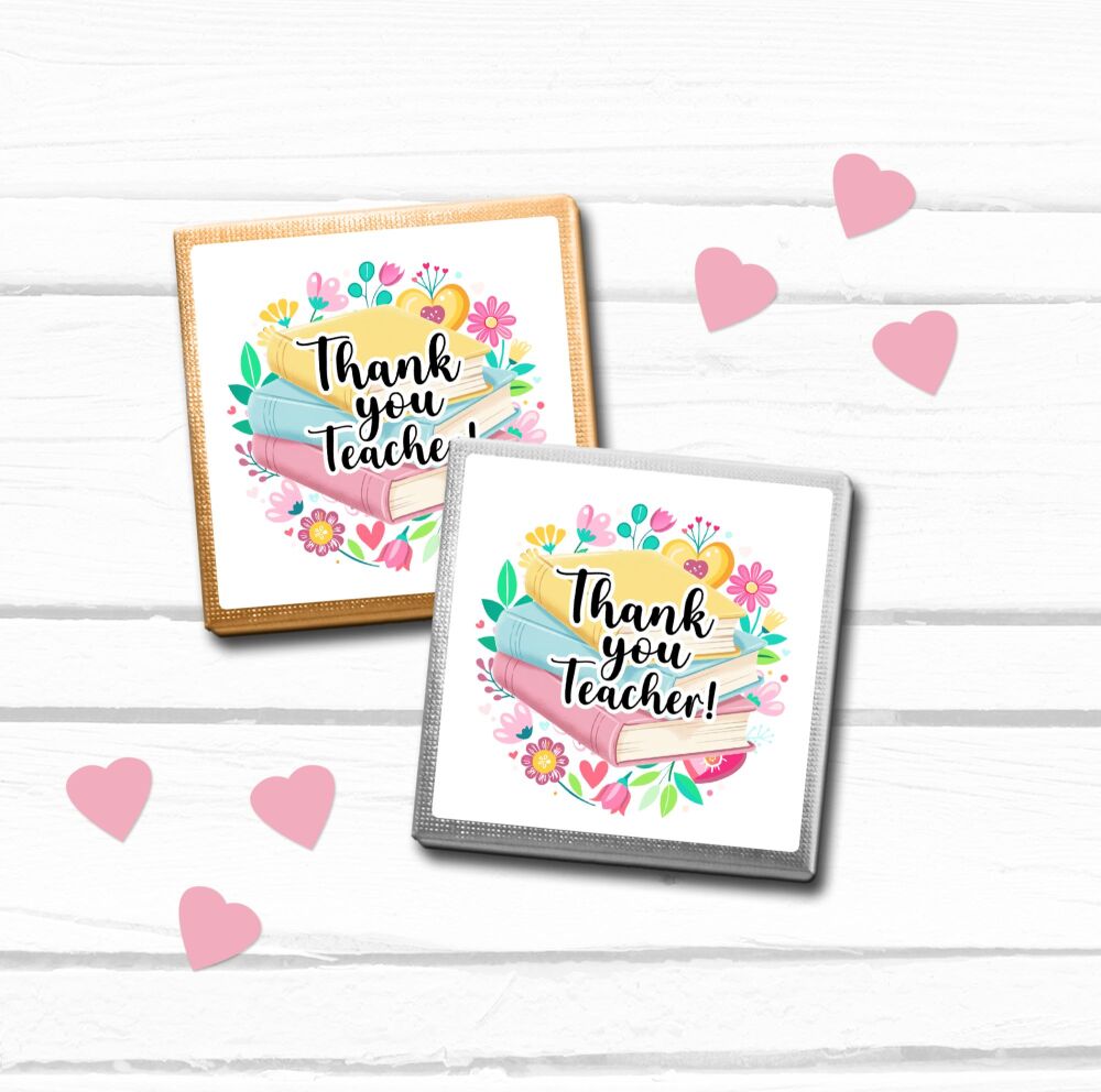 Thank You Teacher Chocolates Mini Gifts Floral Book Stack x10
