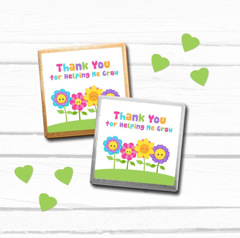 Thank You Teacher Chocolates Mini Gifts Helping Me Grow Flowers x10