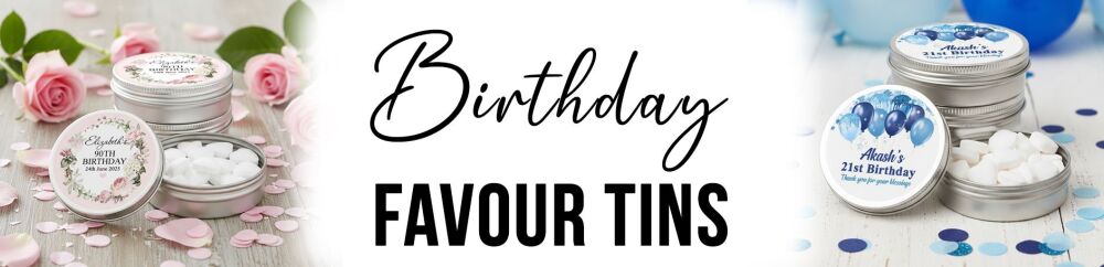 personalised birthday party favours mints sweets tins