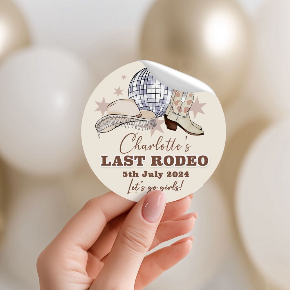 Brown Last Rodeo Hen Party Stickers Beige Cowgirl Disco