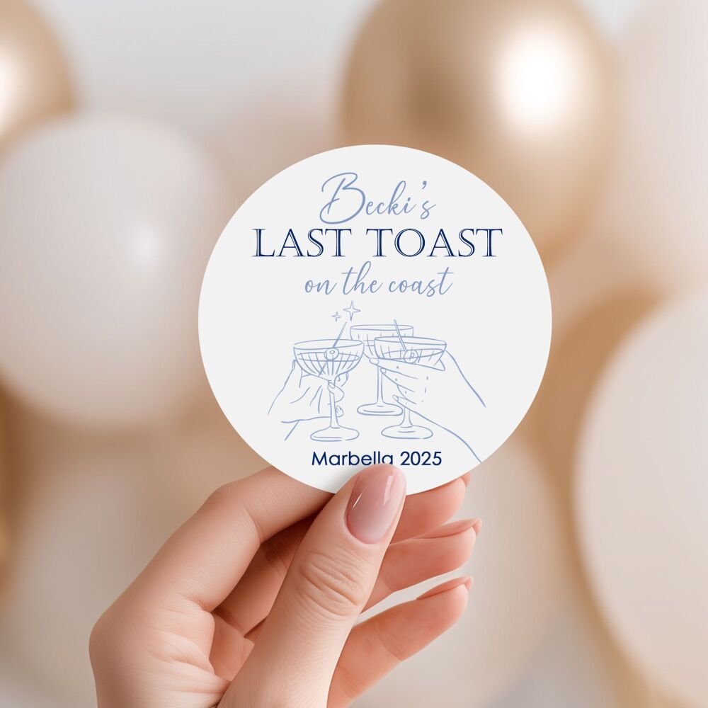 Last Toast on The Coast Hen Party Stickers Blues