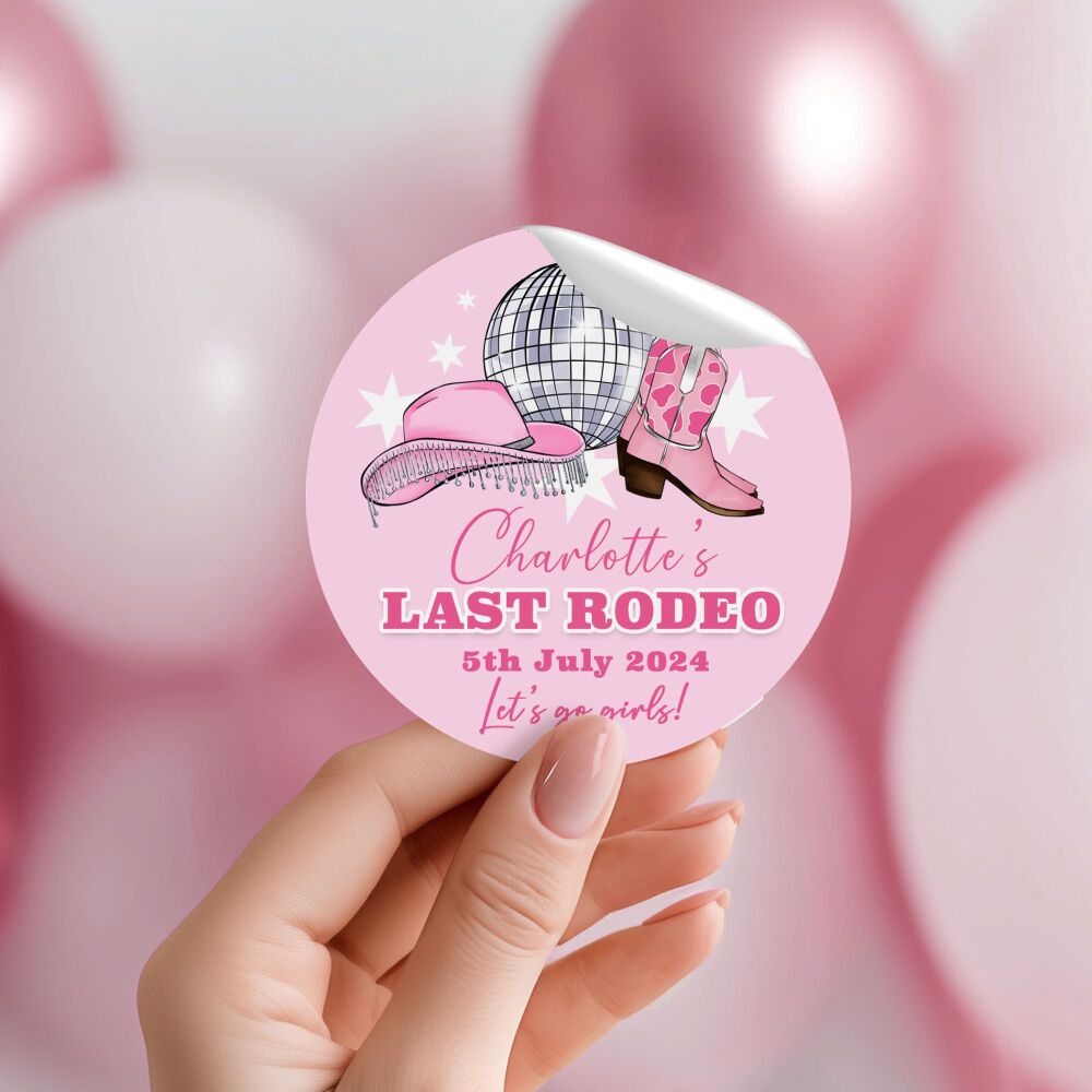 Pink Last Rodeo Hen Party Stickers Cowgirl Disco