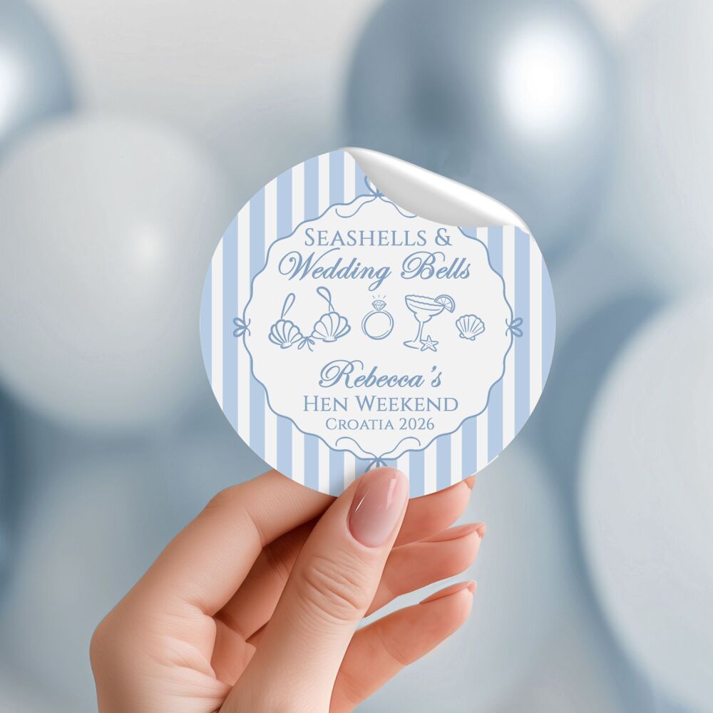 Seashells and Wedding Bells Hen Party Stickers