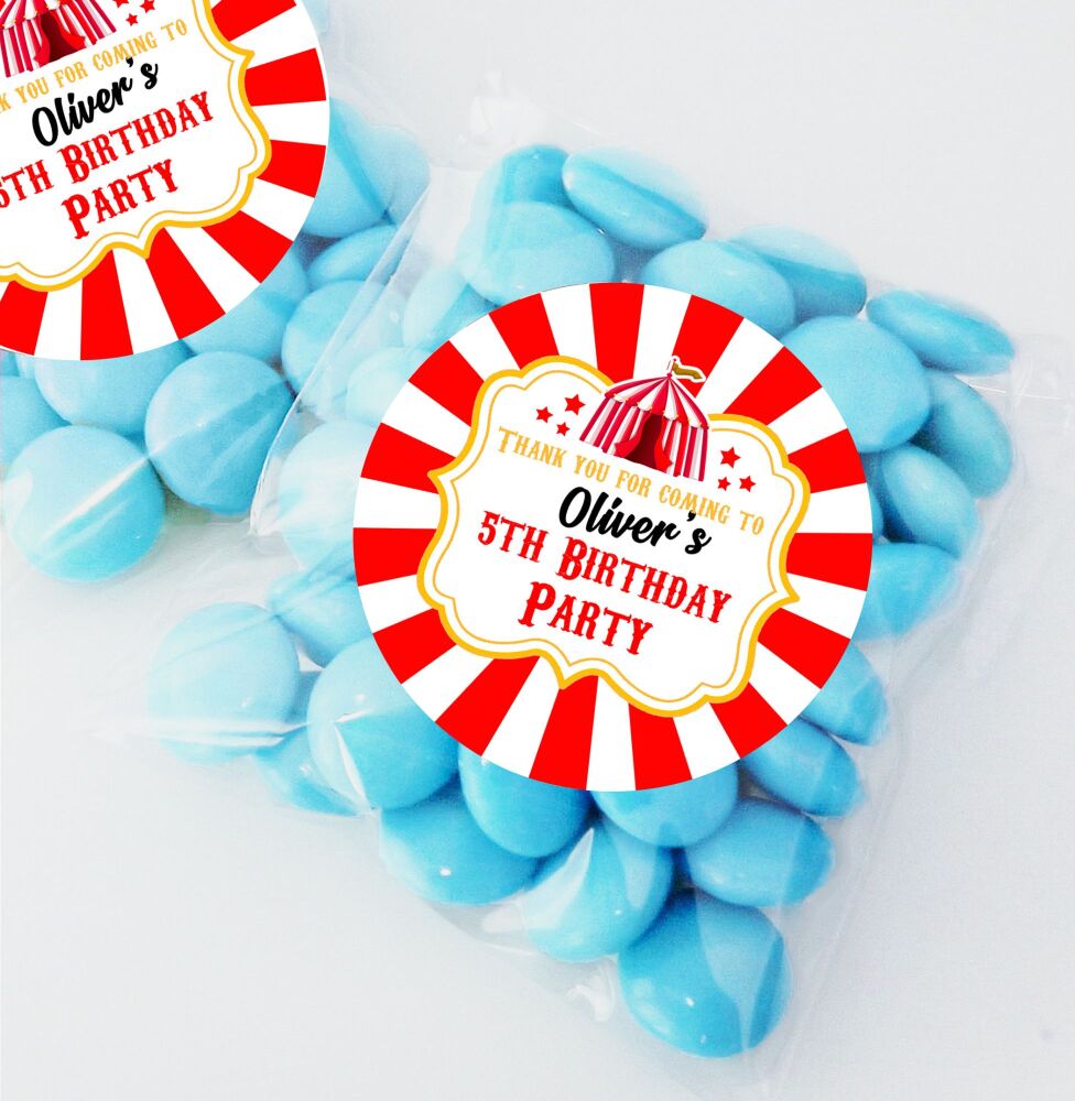 Carnival Circus Birthday Party Sweet Bags & Stickers Kits x12