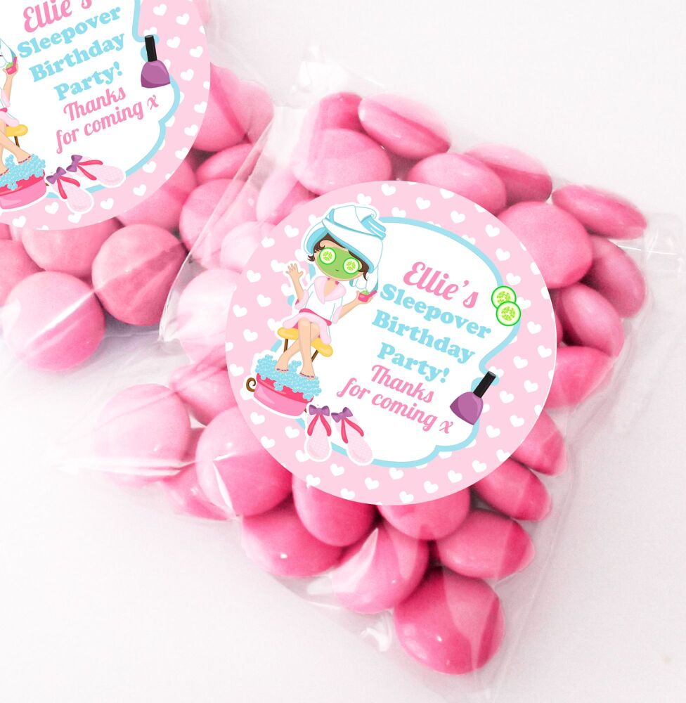 Pamper Sleepover Birthday Party Sweet Bags & Stickers Kits x12