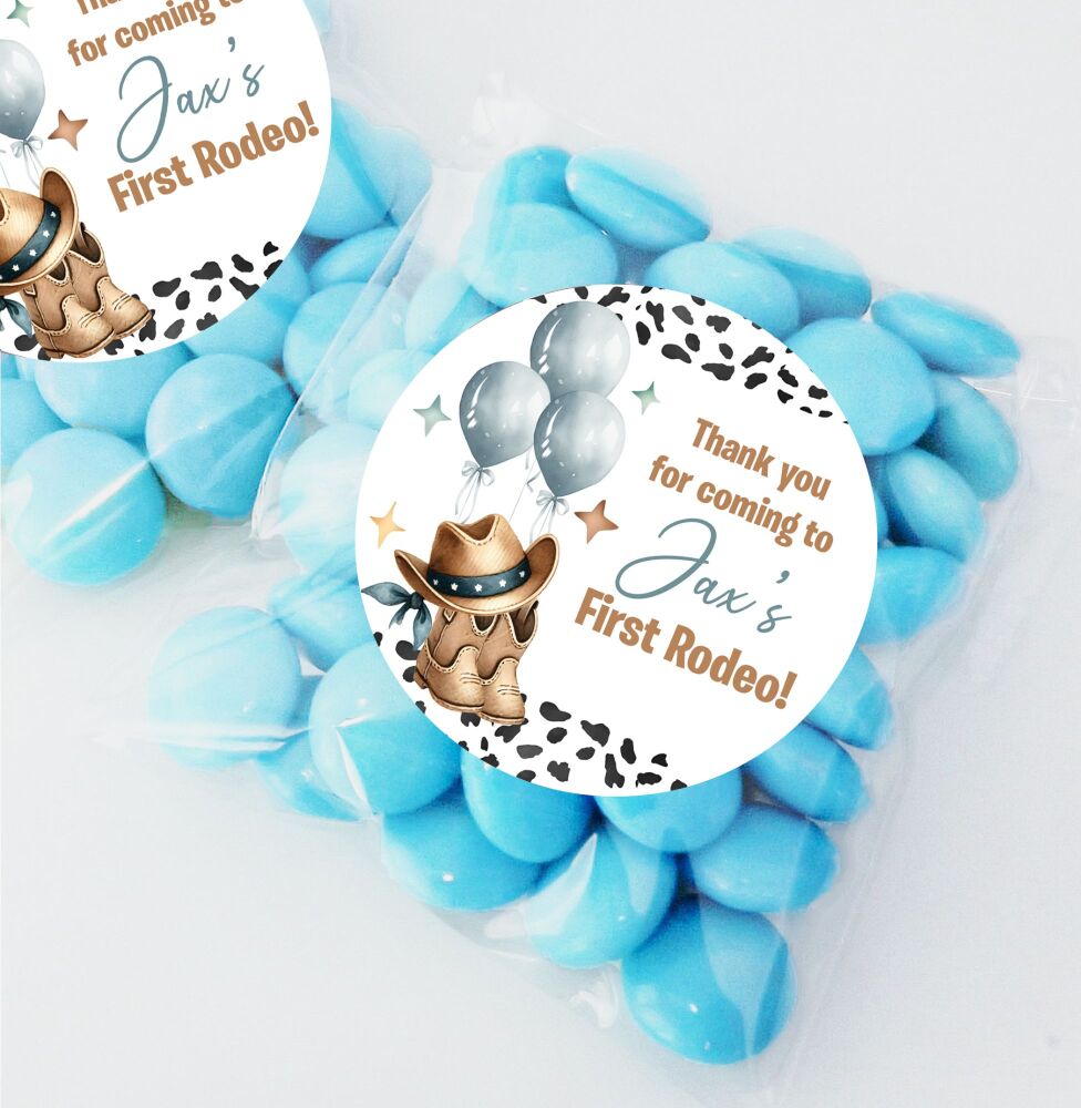 Boys First Rodeo Birthday Party Sweet Bags & Stickers Kits x12