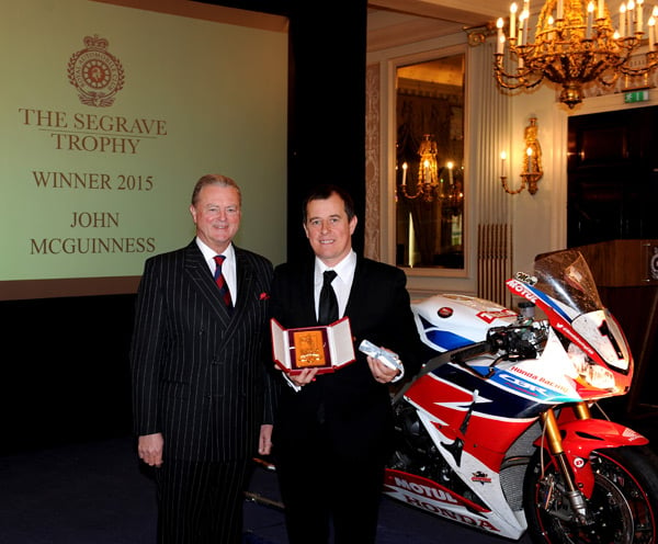 awarded the Segrave Trophy to motorcycle road racer John McGuinness