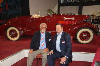 Micheal Penn with museum CEO Chris Haynes in Front of The 1936 Auburn