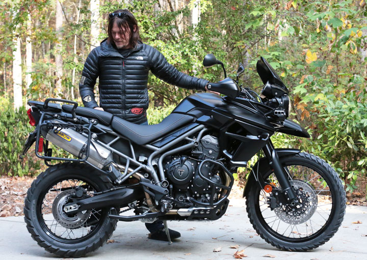 Norman Reedus and the blacked-out 2017 Tiger 800 XCA