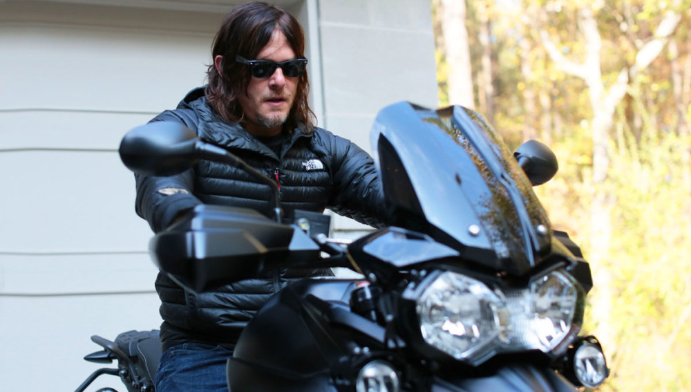 artist and photographer Norman Reedus and his blacked-out 2017 Tiger 800 X