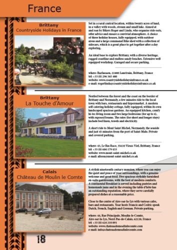 THE BIKER GUIDE - 7th edition, sample page, Accommodation, France THE BIKER GUIDE - 7th edition, sample page, Accommodation, France