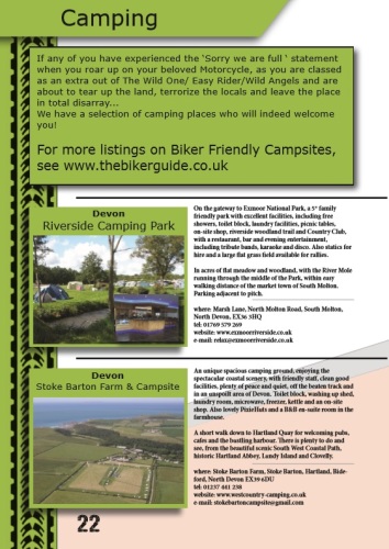 THE BIKER GUIDE, 7th edition, Camping, Sample pages THE BIKER GUIDE, 7th edition, Camping, Sample pages