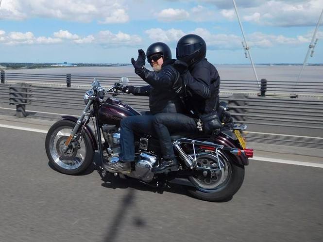 Me and my good lady going over the Humber Bridge - Adrian Spragg