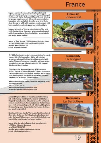 THE BIKER GUIDE - 8th edition, Biker Friendly Accommodation, France