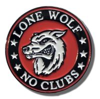 Lone Wolf No Clubs Pin Badge, Secure Locking Back, Patchers