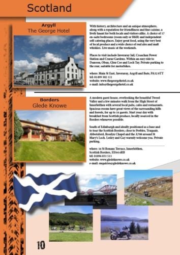 THE BIKER GUIDE - 9th edition, Biker Friendly Accommodation, Scotland