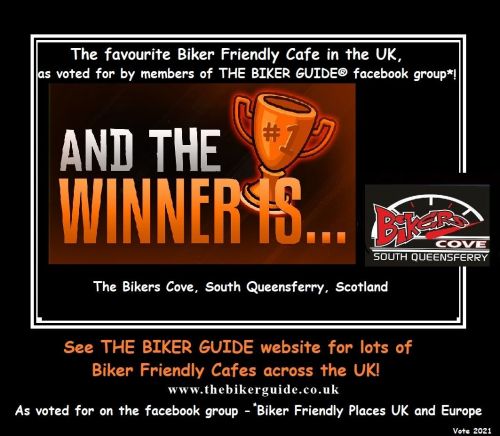 Biker Friendly Cafe in the UK - The winner is - 2021