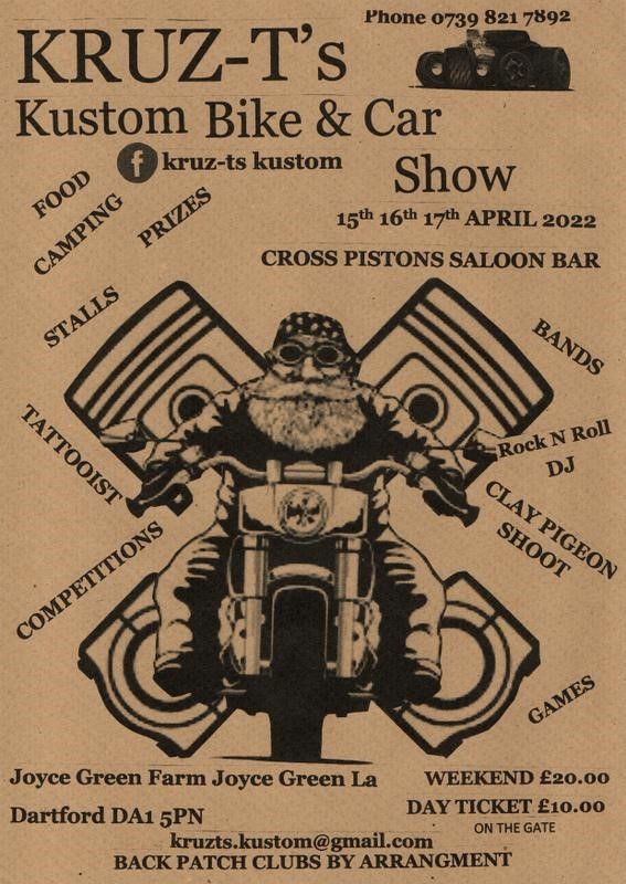 Kruzt-ts Kustom Bike and car show, April 2022, Dartford, England