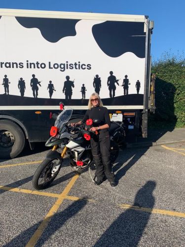 Veterans into Logistics Trustee and Biker, Heidi Chapman, Ring of Red arou
